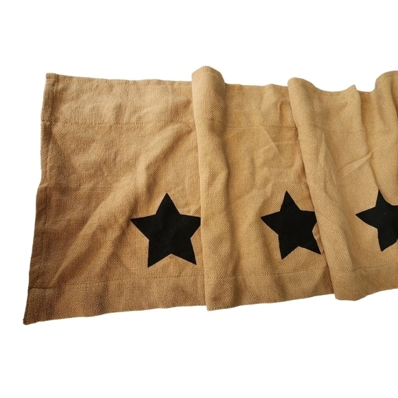 Burlap woven star print rustic window curtain valance 6ft long - Picture 4 of 13